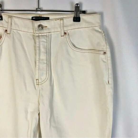ASOS Design Ivory White 90s Straight Leg Distressed Jeans 32X32 - Picture 3 of 4